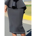 Women Bodycon Pencil Skirt High Waist Slim Ruffles Modest Package Hip Tight Classy Saias Jupes Falads Elegant Office Work Wear